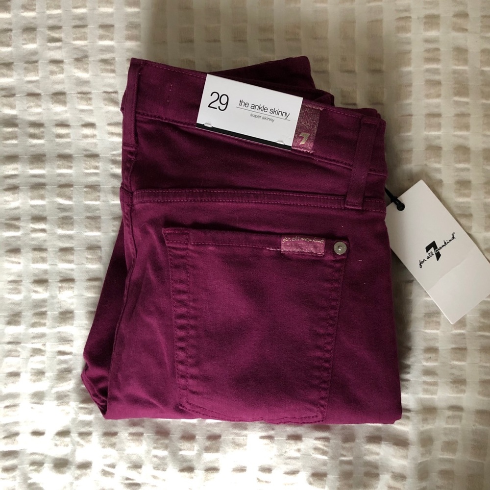 7 FOR ALL MANKIND Ankle Skinny in Plum - 29 - NWT
